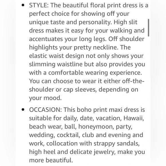 Women’s Boho Small Off-Shoulder Dress - Picture 9 of 16